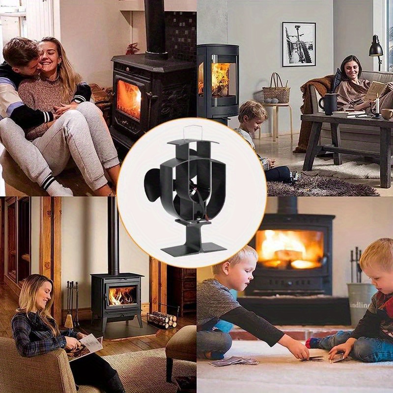 1pc aluminum fireplace wood stove fan portable heat circulator for wood log burner   no electricity needed   multiple components details 3