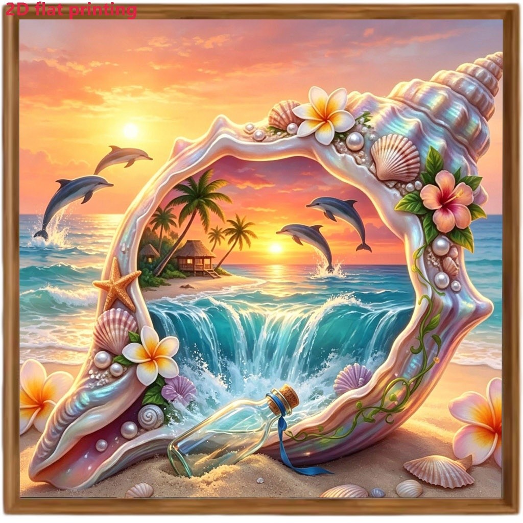 TEMU Kit de peinture diamant paysage côtier rêveur, comprenant un cadre de luxueux , des perles et une scène de , peinture sur toile, disponible en