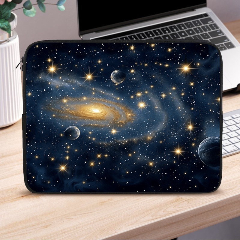 TEMU 1pc Universe Spiral Planet With Stars Realistic Starry Sky Illustration Laptop Sleeve, Universal Fit For 10/12/13/15/17 Inch Laptops, Planet