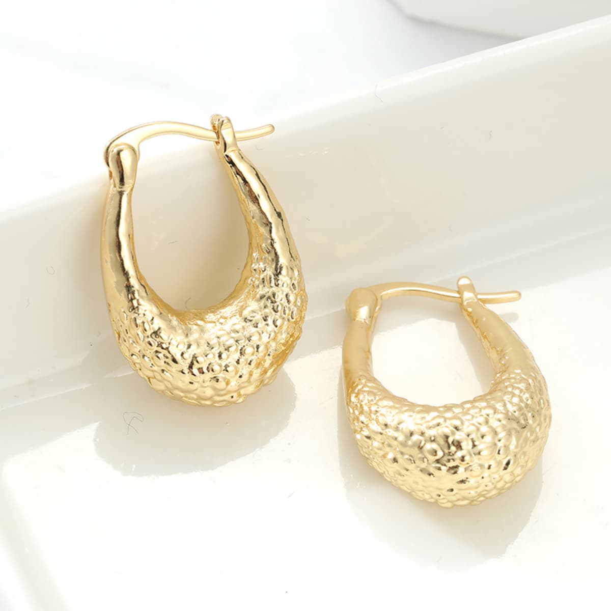 Women's Hammered Hoop Earrings with Matte Finish