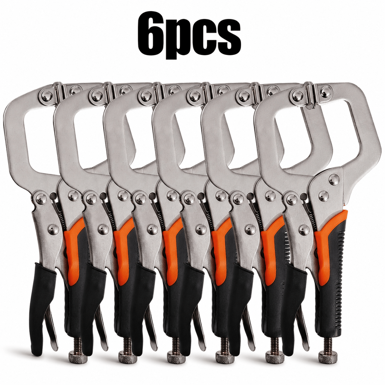 TEMU 6pcs 6 Inch C-clamp, Heavy Duty Carbon Steel Locking Pliers With Non-slip Handle, Adjustable Metal For Welding, Metal Bending, Woodworking And
