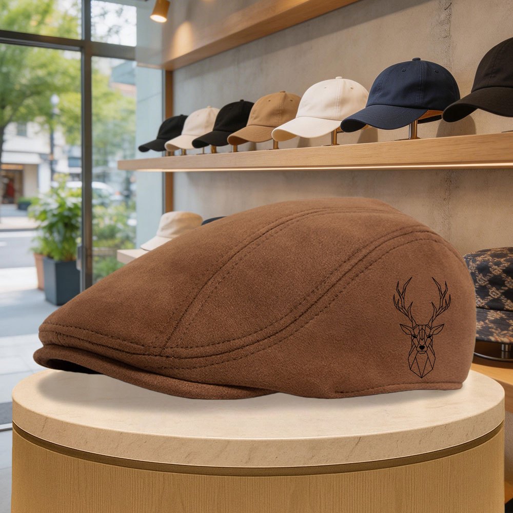 TEMU Casquette Newsboy Simple pour Homme, Chapeau Tendance Uni , Casquette à Visière Vintage de Printemps/Automne Style Géométrique Tête de , Vintage