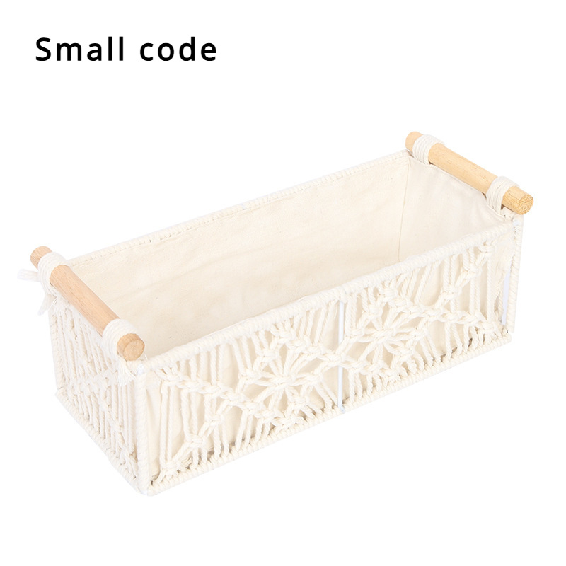 TEMU Bohemian Style Hand Woven Storage Basket - Desktop Storage Box, Miscellaneous Storage Basket - Suitable For Living Room, Bathroom, Kitchen