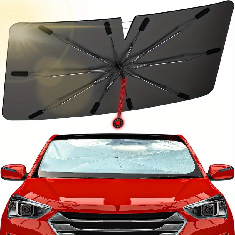Upgraded Car Sunshade, With 360 Degree Drawstring And Foldable Design, For Automotive Windshield Insulation, Suitable For Most Cars