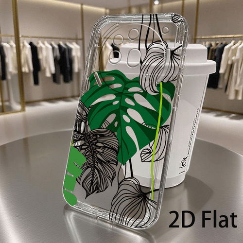 item picture phone case 2d flat monstera leaf pattern protective case for nothing cmf phone 1 2 pro phone 1 2 2a 2a plus 3a 3 3 3a lite 4a 4 cartoon cute easy fashionable individual creative transparent tpu suitable for easter