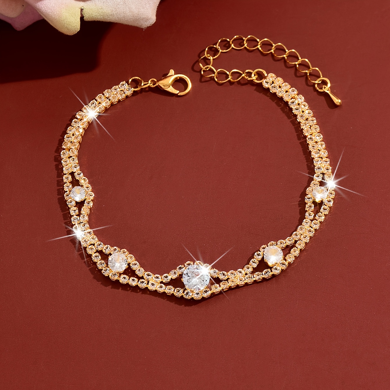 Elegant Adjustable Rhinestone Anklet for Daily Wear