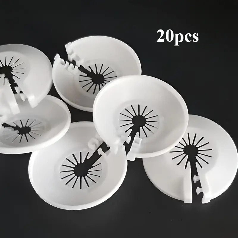 Image of 20pcs Water Pipe Hole Cover, Kitchen And Bathroom Angle Valve Gas Pipe Hole Decorative Cover, Washing Machine Air Conditioner Drain Pipe Plug Hole Cover, Home Decoration/office Modern Decoration