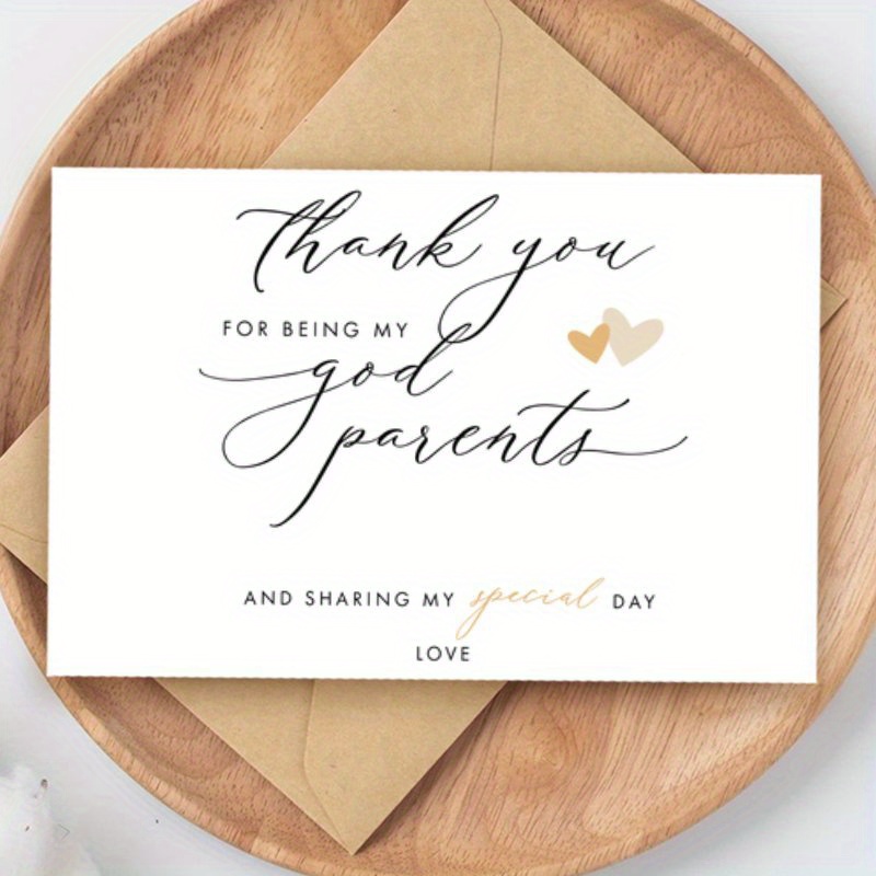 TEMU 1pc Elegant Thank You Card For Godparents - " My " Gratitude, Perfect For Baptisms, And Godfathers, Ideal For Christmas And Thanksgiving