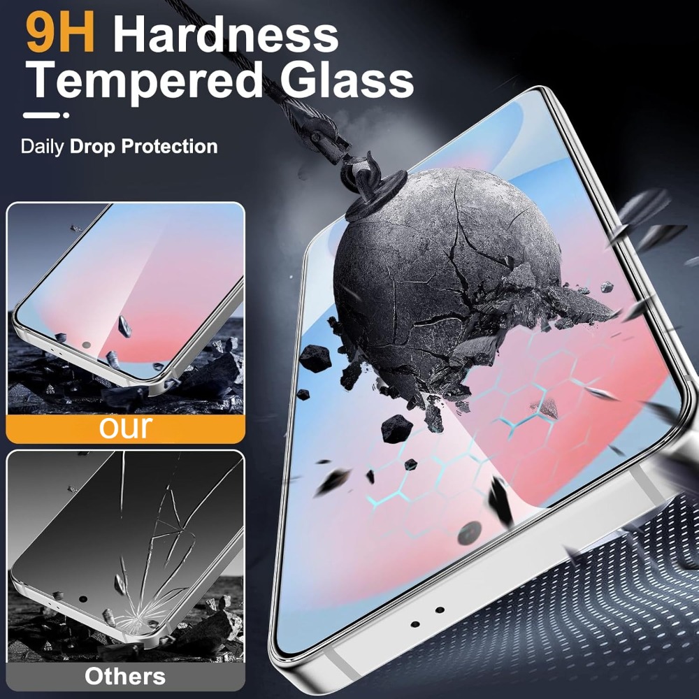 2 buc. Folie de protecție ecran din sticlă securizată HD, potrivită pentru Samsung Galaxy seria A06 A07 A15 A16 A17 A25 A26 A34 A35 A36 A54 A55 A56 A57 A37, duritate 9H, anti-zgârieturi, rezistentă la amprente, acoperire completă, instalare cu un singur clic