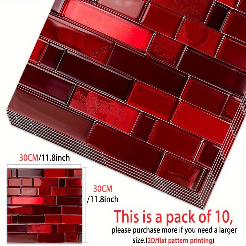 E-shop 10er-Pack, leichte 2D-Flachmuster-Bodensticker, 30x30 cm (11,81x11,81 Zoll) selbstklebende PVC-Kunstdesign-Bodenabziehbilder, geeignet für