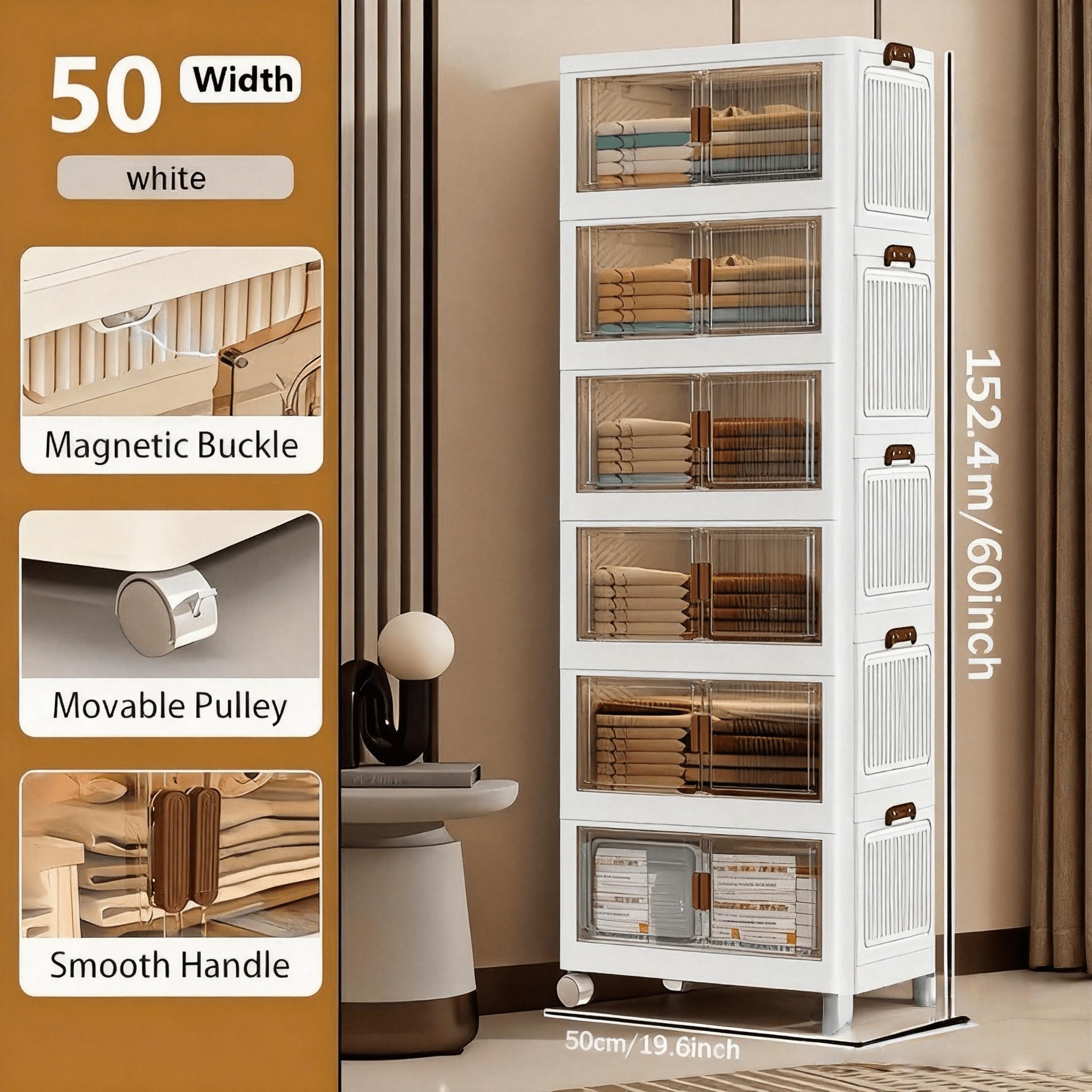 TEMU Extra Large Storage Cabinet, Foldable Storage Box With Door, Stackable Storage Cabinet For Shoes, , Books, Clothes, Home Storage Organizer For