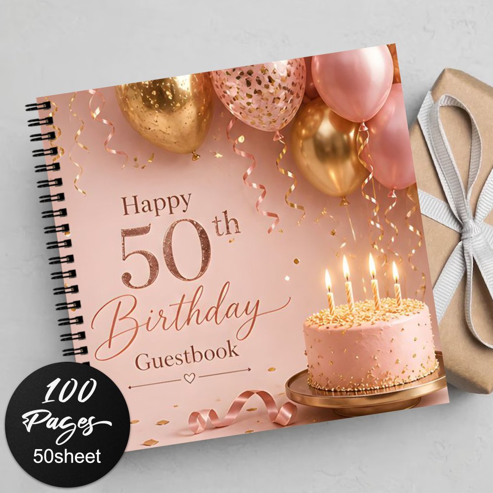 TEMU 1pc 'or sur le thème du 50e anniversaire pour anniversaires et - Élégant 'or de fête rose et doré pour enregistrer des événements que , fêtes de