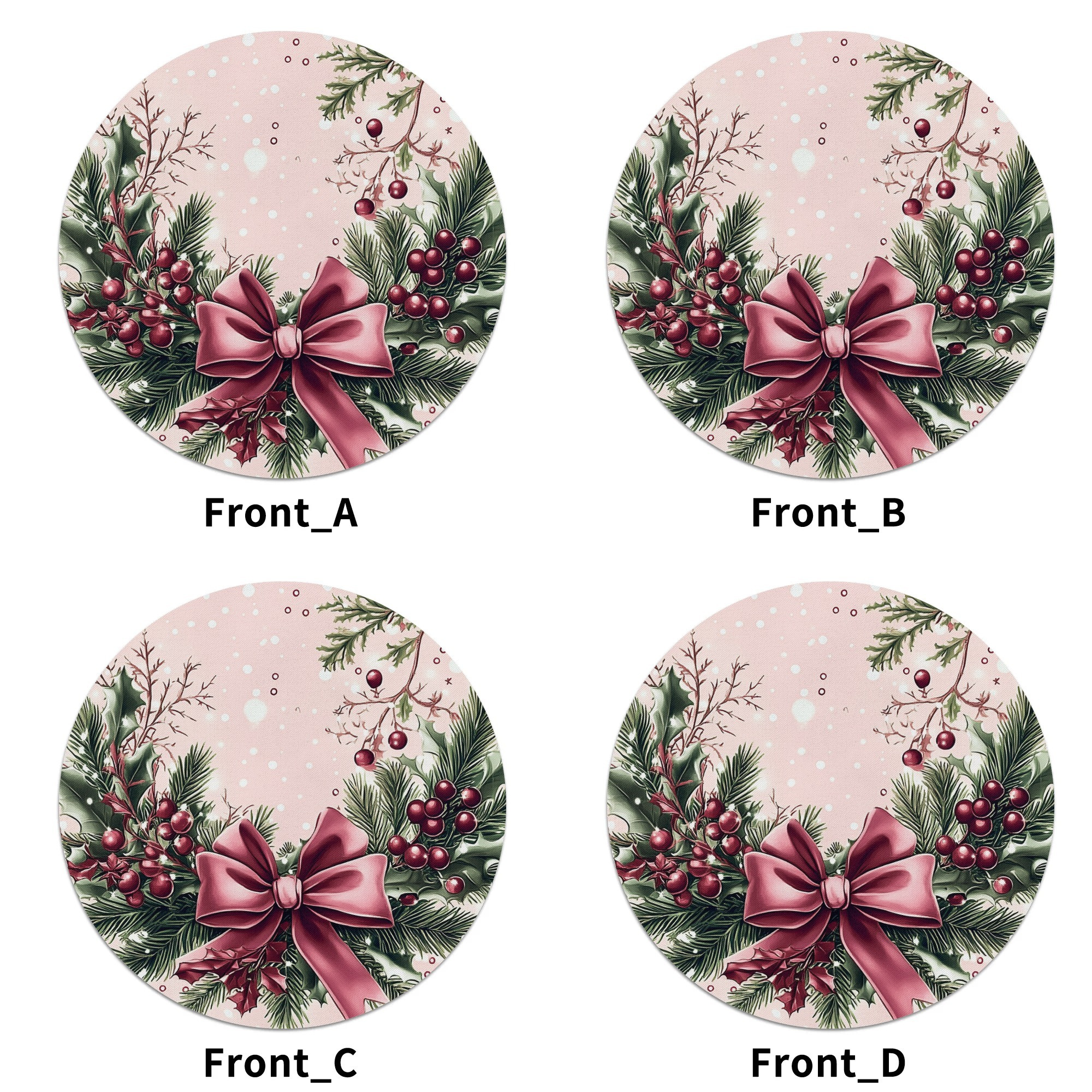 

4-piece Christmas Round Table Mats Set, 15 Inch Woven Polyester Placemats With Festive , Hand Wash Only Decorative Table Covers For Holiday Dining And Banquet Decor