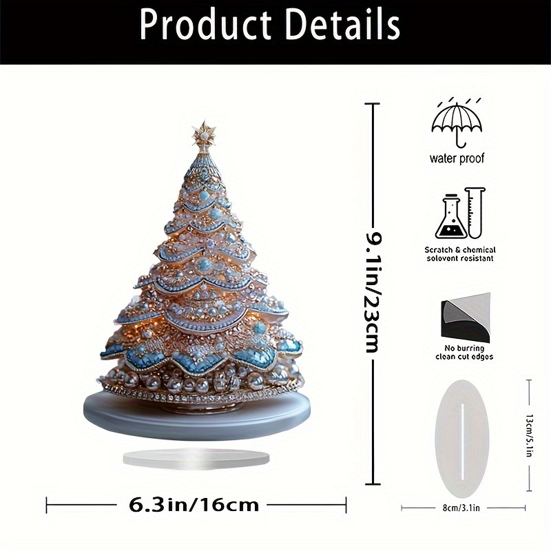 TEMU 1pc Acrylic Christmas Tree Decor - Mounted, Multipurpose , , , Christmas Tree Theme