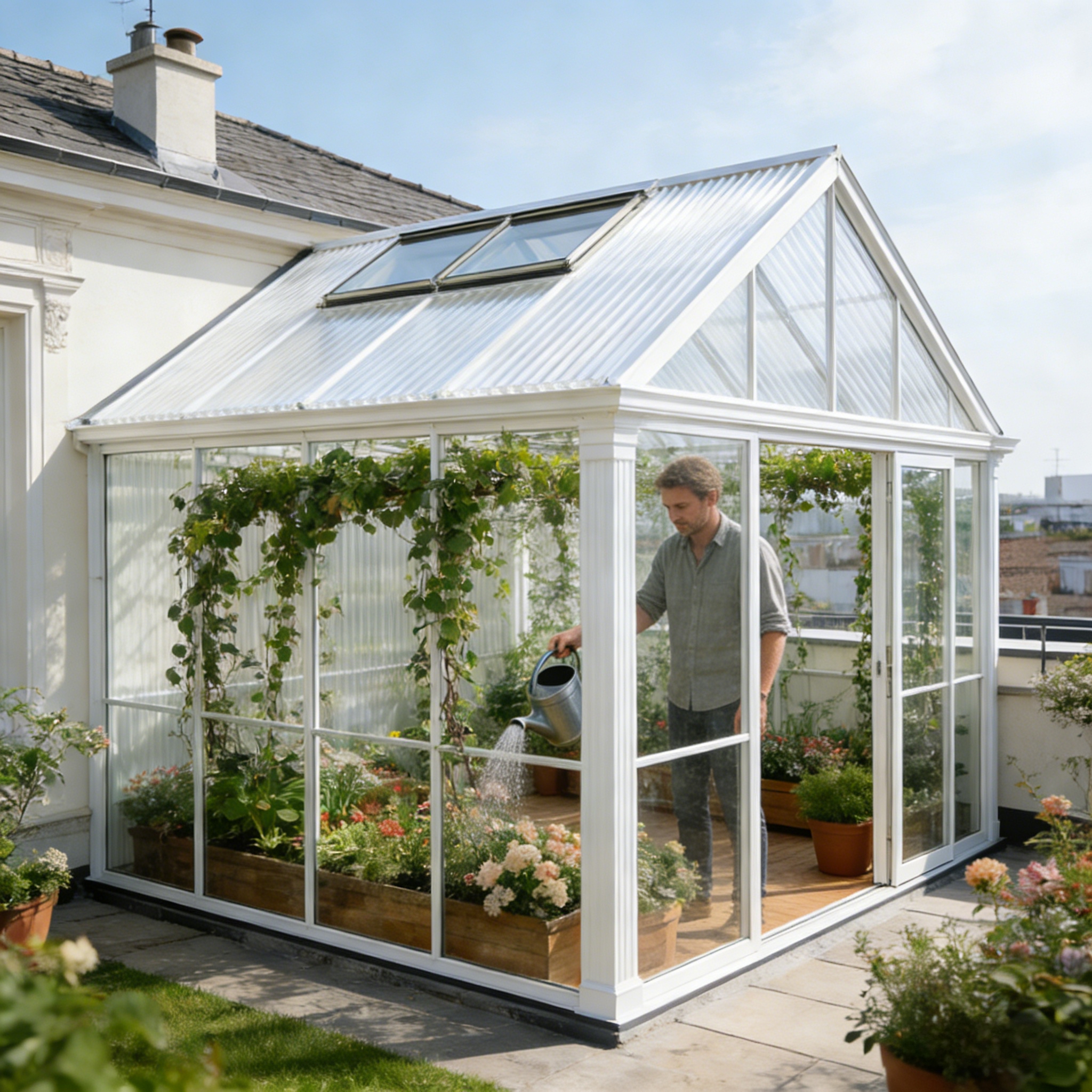 E-shop 14 Polycarbonat Doppelwandplatten, Gewächshausplatten, Hohlraumplatten, Abdeckung einer Fläche von 10,25 m², inklusive 50 Clips und 50 Z-Clips