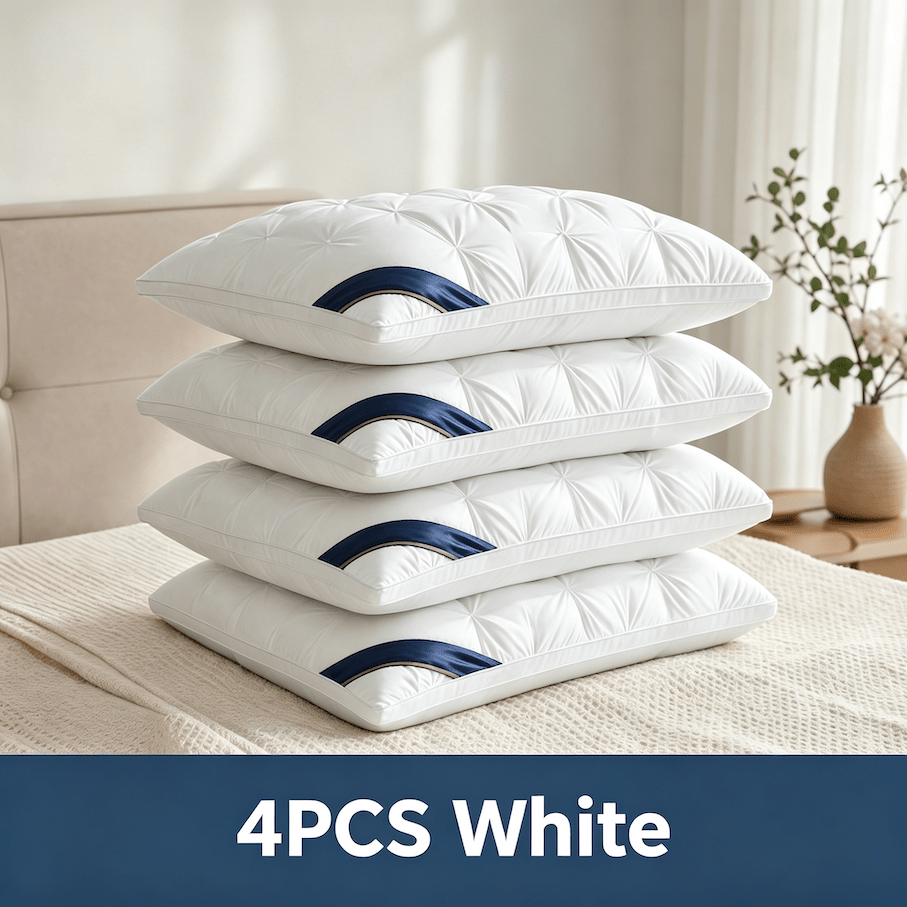 Image of 2026 New Pillows, 2/4pcs, 100% Polyester Cover, Soft Down-alternative Filling, Quilted Neck Support, High-density Non-sagging Pillow, Ergonomic , White, For Home & Hotel Bedrooms