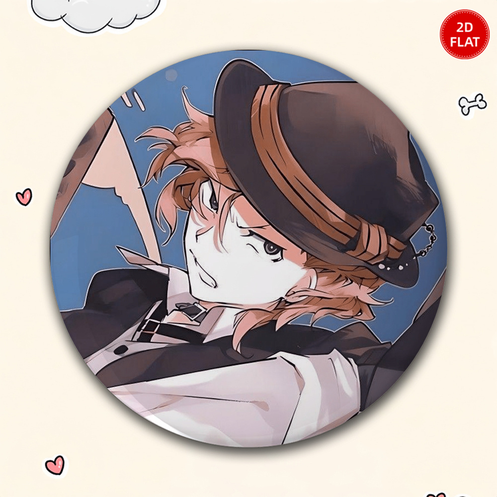 TEMU 2d Flat - 1pc Classic Trendy Style Men's Casual Round Brooch, Anime Cartoon Badge, Fashionable And Exquisite Accessory, Unisex Pin, Ideal Fun