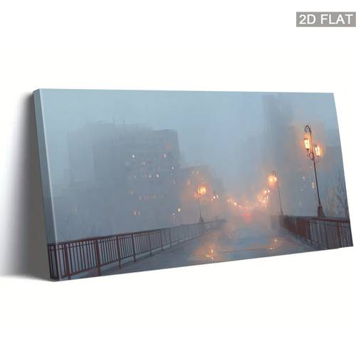 item picture 2d flat 1pc modern vertical framed foggy city wall art vertical urban fog canvas poster print suitable for living room bedroom home office decor minimalist vertical poster for narrow spaces spring summer decoration 2d flat