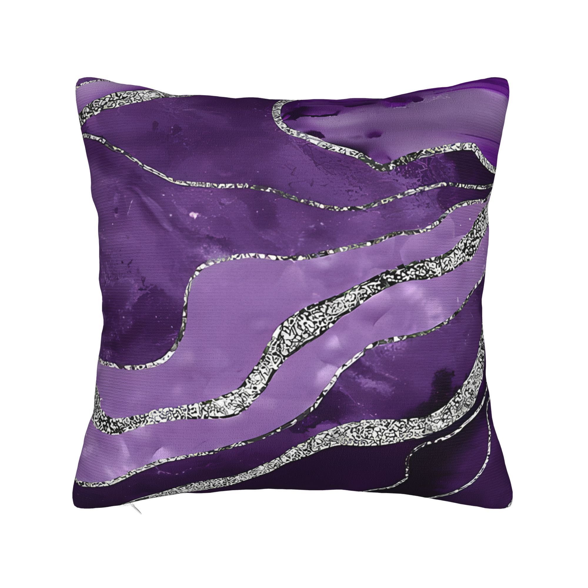 

1pc Purple Marble Agate Silver Decorative Pillowcases For Room And Bedroom Soft And Machine Washable Cores Not Included