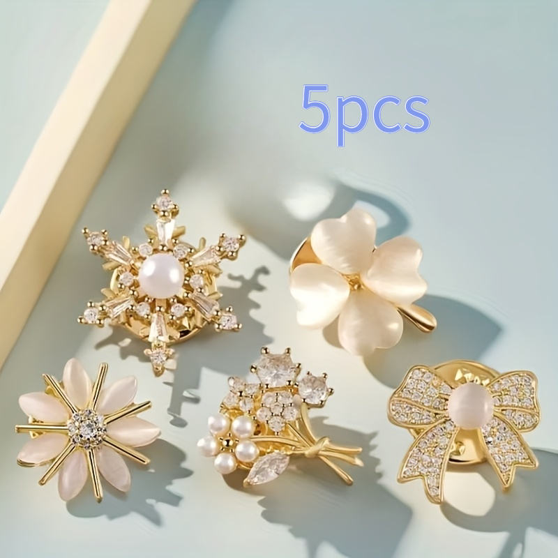 TEMU Conjunto de 5 broches elegantes para mujer, adiciones de moda minimalistas, diseño sin costuras para que se deslice, para mujer, broche para