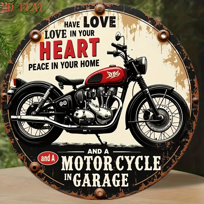 2D Ploščat, 2D Ploščato Natisnjen Lesen 1 kos Vintage Motociklistična Tematska Umetniška Dekorativna Plošča - Britanski Dirkaški Logotip in
