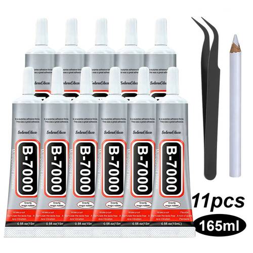 gambar barang kit gam batu kuku b7000 11/17pcs, 15ml, gam pelekat kuat jernih b7000, dilengkapi dengan 1 penyepit dan 1 pemetik batu , untuk pembuatan barang kemas, kraf diy, aplikasi batu kasut dan aksesori solek