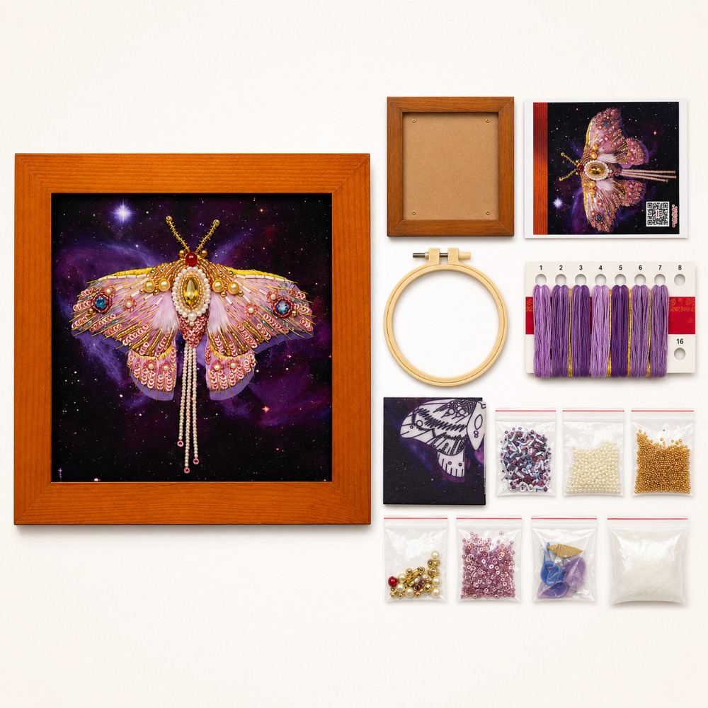 3D Starry Sky Moth Bead Embroidery Material Pack Kit