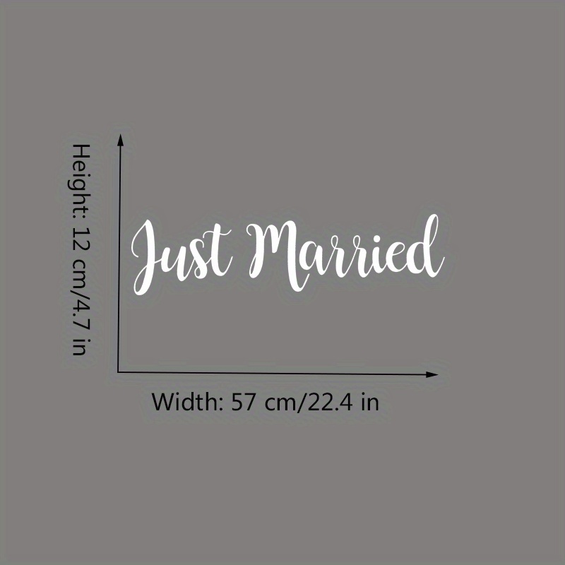 1 Set Just Married Vinyl Decal Sticker- Easy To Apply& Remove, Matte End For Car Windows& Doors