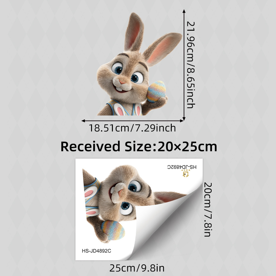 2d Flat - 2d Flat - 1pc Brup Brand 2d Flat Cute Cartoon Rabbit Static Cling Window Stickers - No Glue, Reusable Decor For Kids Room, Home, Party Windows!