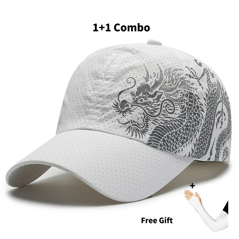 2pcs chinese style dragon print baseball cap   fit breathable ice sleeves unisex outdoor mesh breathable hat essential item for sunshade leisure and daily wear oriental theme style