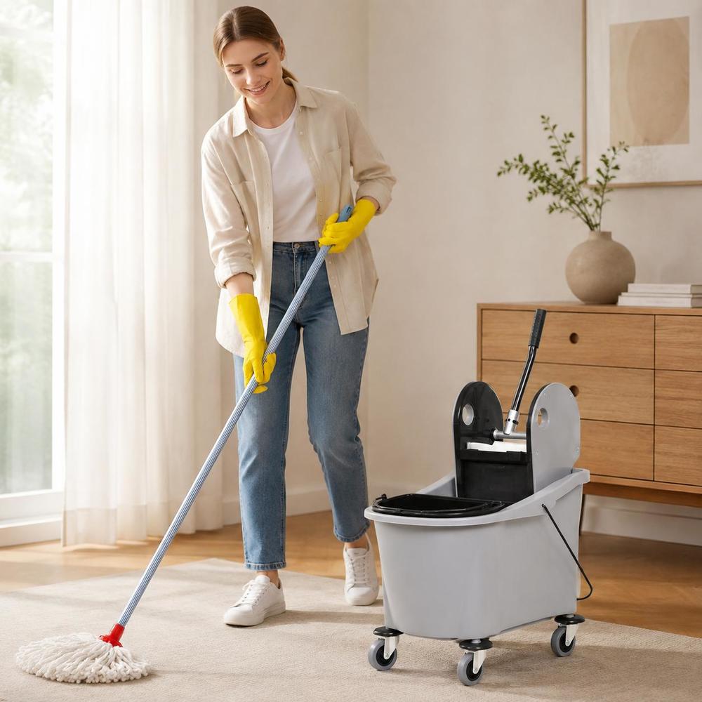 Commercial Mop Bucket with Down Press Wringer, 9.5...