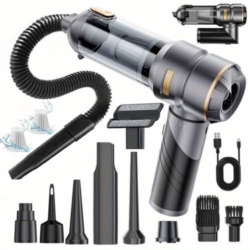 item picture Car Vacuum Cleaner High Power 22000PA Portable Cars Vacuum 4in 1 Compressed Air Duster Air Blower Pump Hand Held Vacuum Cordless with Brushless Motor for Car Home Office Black