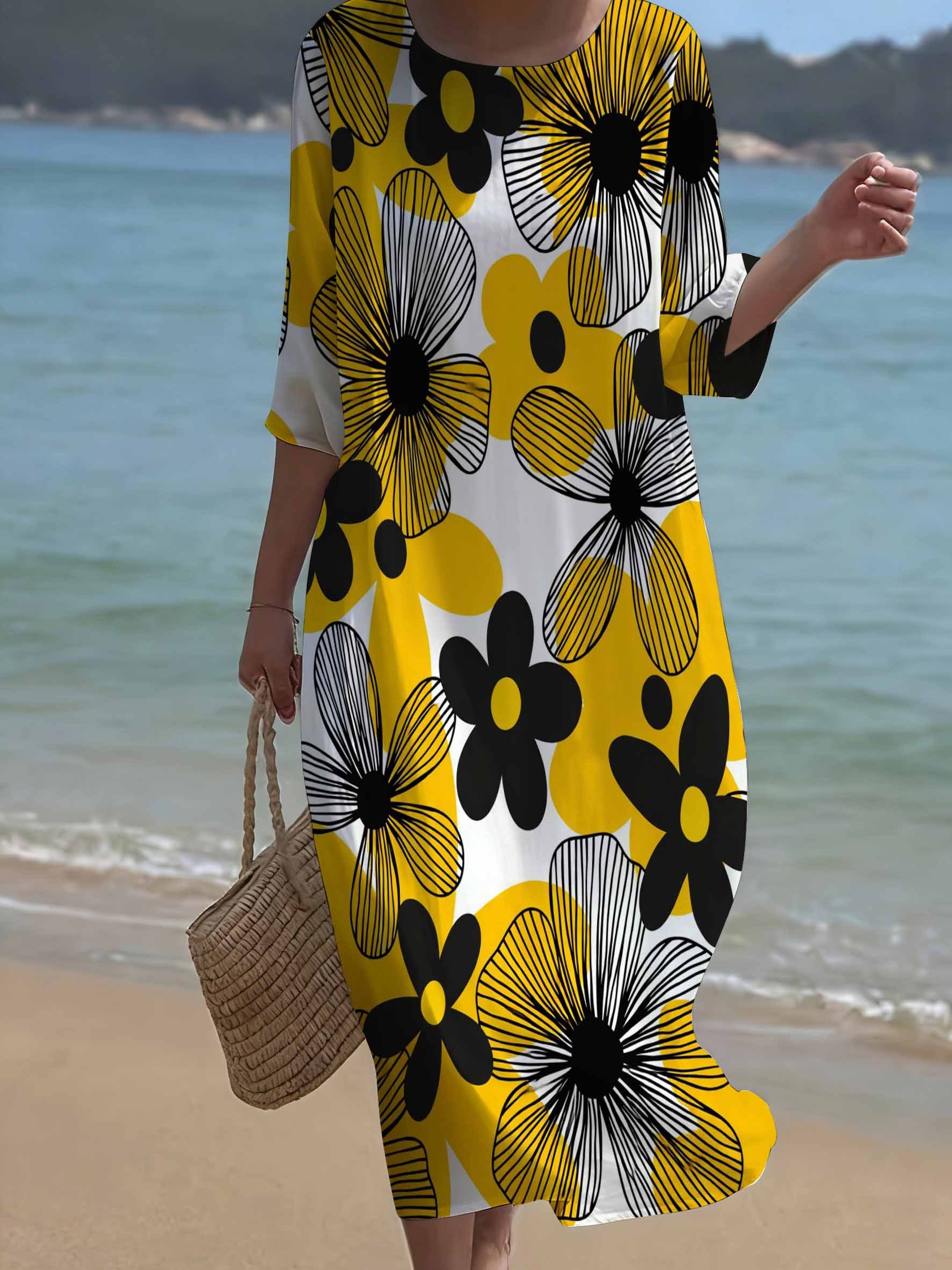 yellow and black dress sold on Temu United States