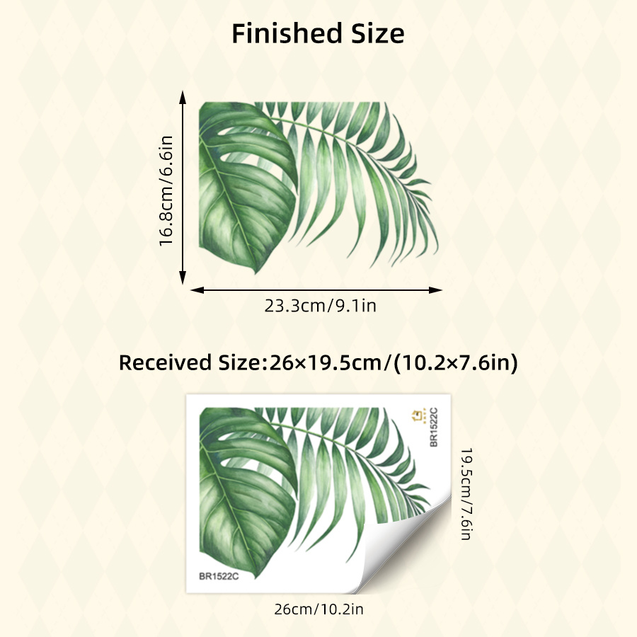 Image of Tropical Leaf Wall Sticker, Vinyl Decal For Bathroom Toilet Bathtub, Monstera Plant Decoration, Removable Peel And For Cabinet Fridge Tile Wall, Home Decor