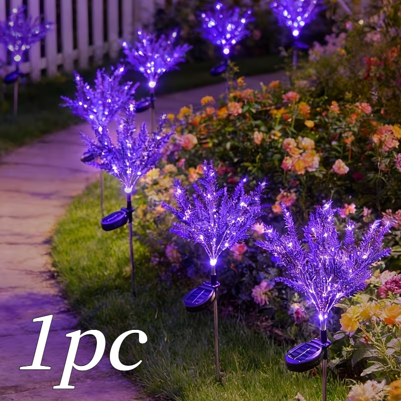 E-shop 7-Köpfige lila Solar-Lavendel-Gartenleuchten – Außen-Landschaftsstrahler mit Lichtsensor für Wege, Hof, Veranda, Rasen, Hochzeits- &