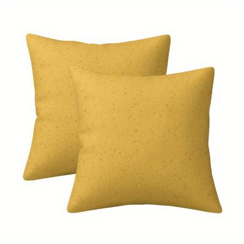 2d printed 2pcs vintage distressed spotted warm yellow textured solid pillowcase suitable for sofa bedroom office home decoration zipper closure polyester pillowcase pillow insert not included