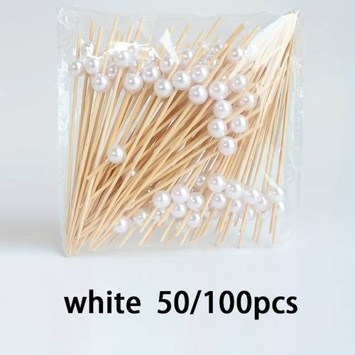 immagine dell'articolo 50pz/100pz con perle artificiali per macedonie, utilizzati per decorare frutta, torte e dessert. lunghi per decorazioni di feste di compleanno, articoli per feste, nonché articoli per barbecue allaperto. adatti per halloween, natale, feste di matrimonio