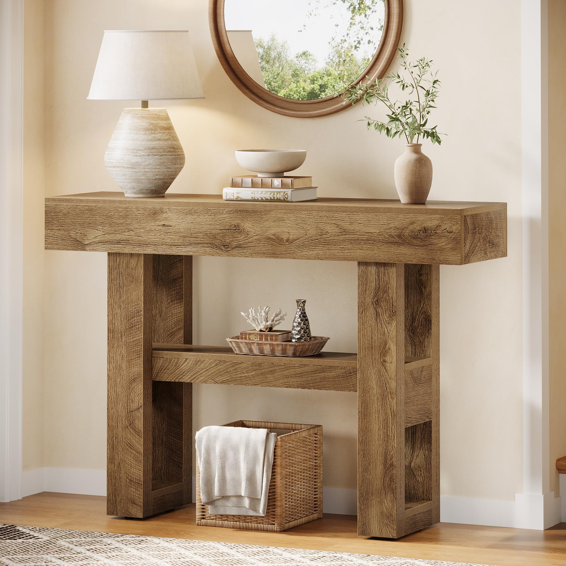 41.34-inch Console Table With 2-tier Storage Shelves - Narrow Sofa Table Behind Couch, Suitable For Entryway, Hallway, Living Room Furniture, Assembly, Space- For Hallway Foyer & Narrow Spaces