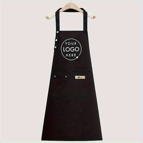 customizable logo and signature apron adjustable neck and waist straps black with white pockets for home cooks baking enthusiasts and professional kitchens adjustable apron durable nylon apron