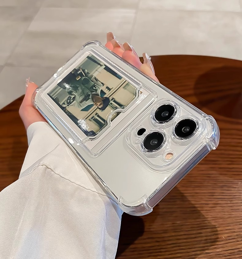 Transparent Card Holder Can Hold Photos, Suitable for Iphone16 15/ 14Promax Mobile Phone Case 11 New 13 Couples, Men'S And Women'S Max Silicone Anti-Drop Advanced Soft 12 Protection