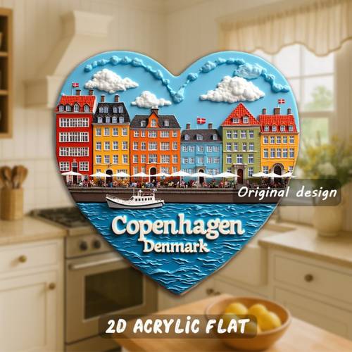 1 heart shaped fridge magnet danish flag landmarks 15 inch acrylic magnet suitable travel souvenir gift for denmark lovers 2d flat