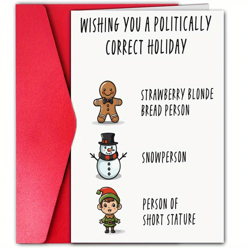 TEMU 1pc Funny Politically Correct Christmas Card With Pc Holiday Wishes - Suitable For Office, Coworkers, Diversity & Inclusion - Humorous Greeting