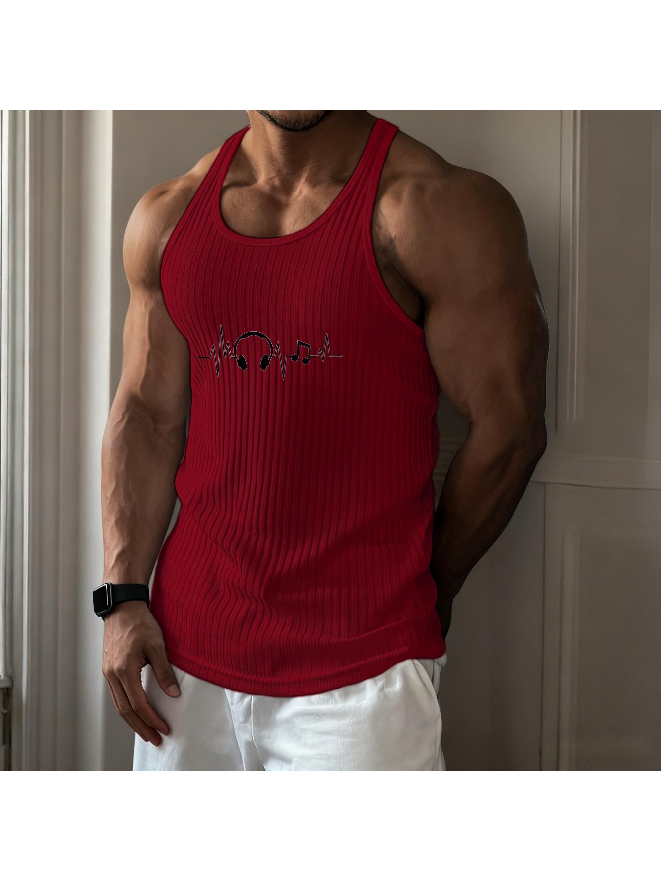item picture mens printed casual sports tank top