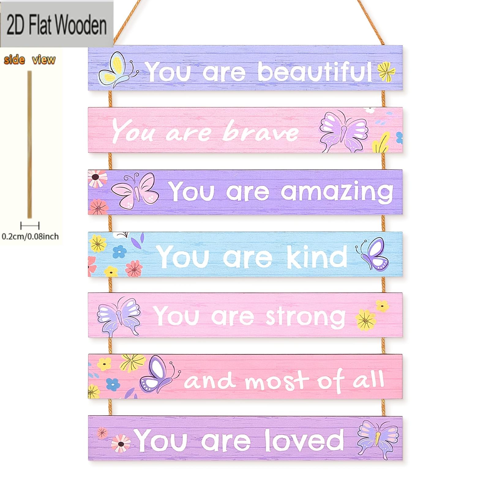 TEMU 2d Flat, 7pcs Set Of Vibrant And Motivational Wall Art, Suitable For Decorating Spaces, Game Rooms, Or Bedrooms, Featuring Purple Butterflies