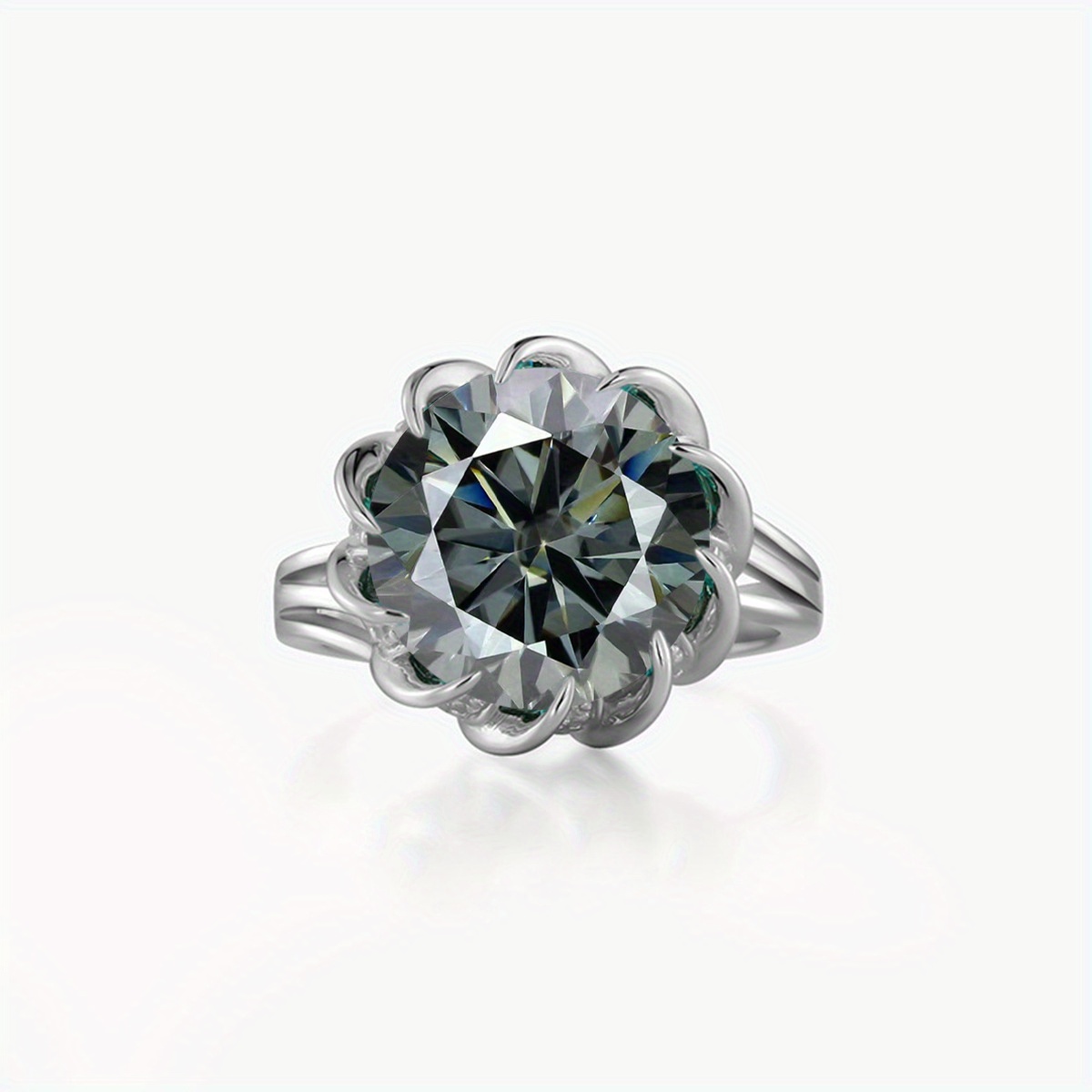 Moissanite S925 Silver Lotus Wedding Ring