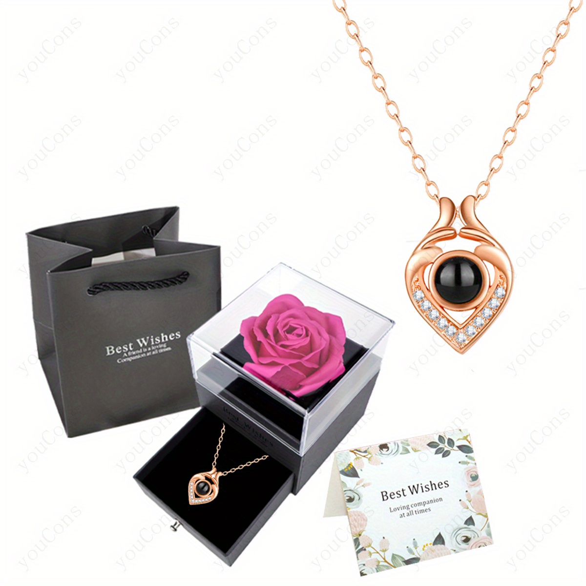 Women's "I Love You" in 100 Languages Projection Pendant Necklace