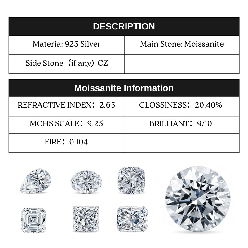 0.5-10 Carat Moissanite Round Cut Engagement Ring