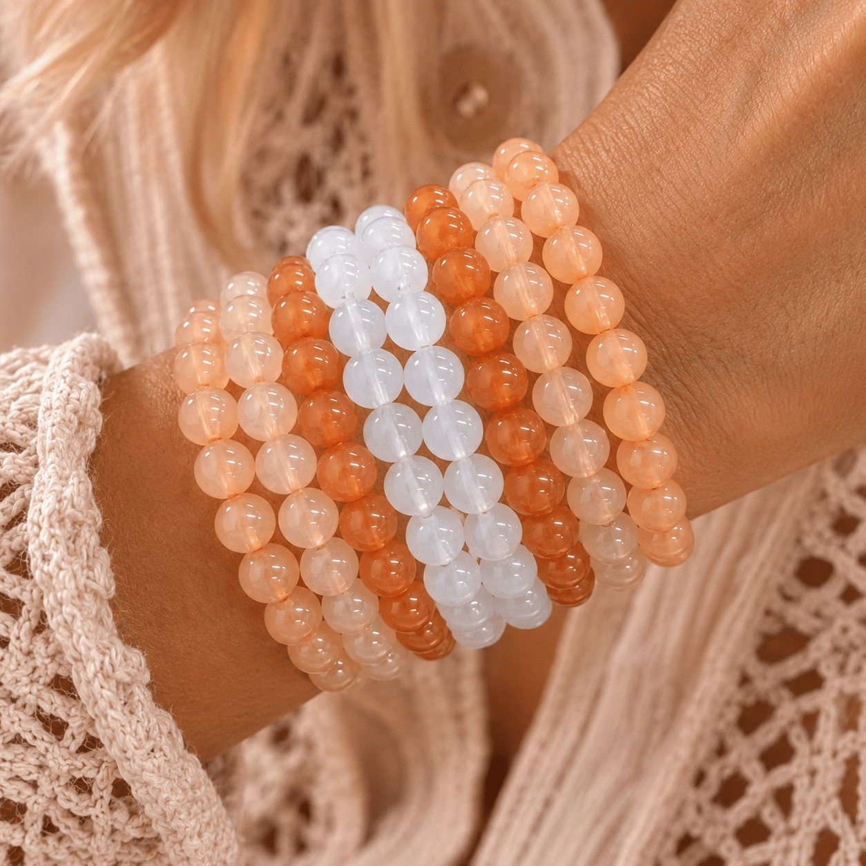 TEMU 8pcs Women's Bohemian Beaded Bracelet Stackable Stretchable Gradient Beads Suitable For Daily Wear, Beach Parties, Vacation - -coated Non-metal,