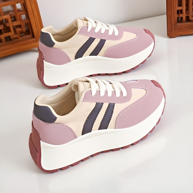 Women Retro Platform Sneakers Non-Slip Breathable Running Tennis Soccer Shoes - Lightweight Lace-Up/PVC Sole Suitable for Walking, Gym, Casual Wear, Discount | Spring Sports Footwear with Cushioned Sole &   Insole, Women Shoes