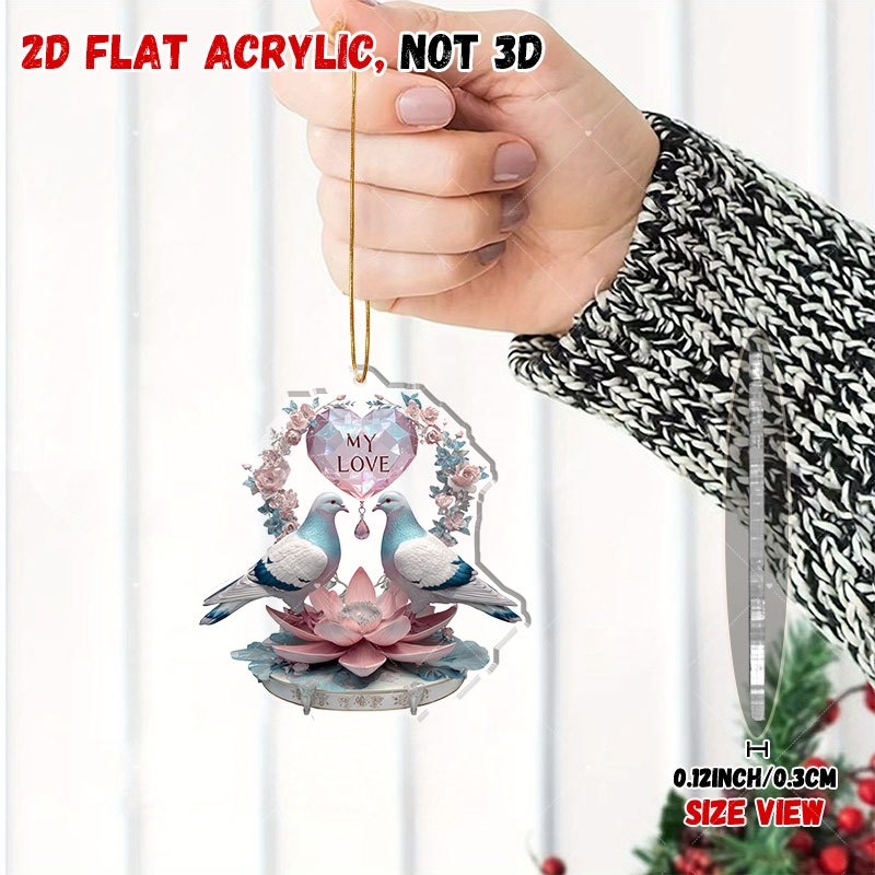 2D Flat Acrylic Decorative Pendant with Pigeons